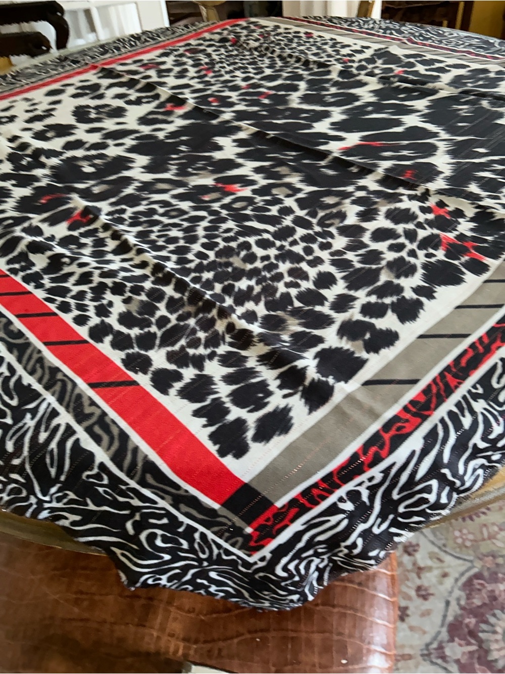 Chic Animal-Print Scarf with Red Accent 36“ x 36“ by limited express - Picture 6 of 7
